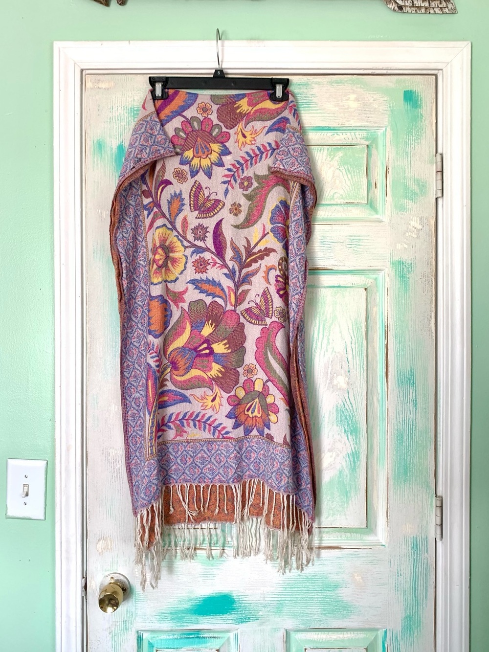 Bohemian/Hippie Floral Butterfly Pashmina Fringe Large Scarf Shawl Wrap